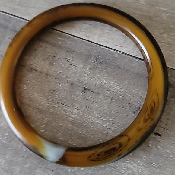 Brown Jade Bangle Bracelet Small - Picture 2 of 4